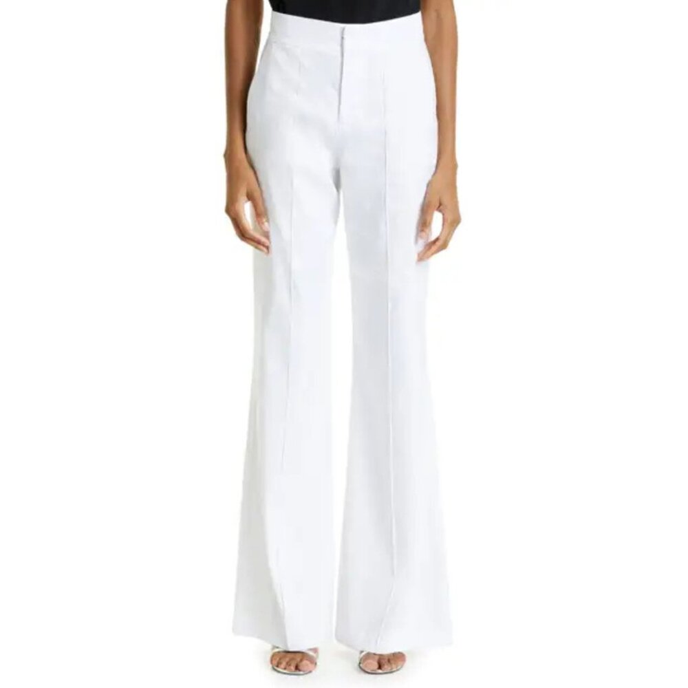 Alice + Olivia Dylan High Waisted Linen Blend Wide Leg Pants White Size 4